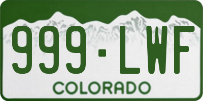 CO license plate 999LWF