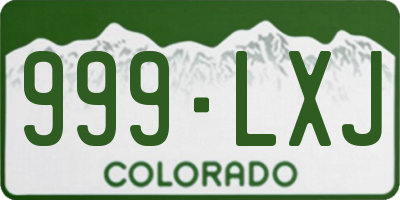 CO license plate 999LXJ