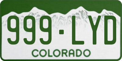 CO license plate 999LYD