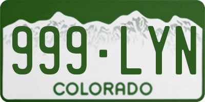 CO license plate 999LYN