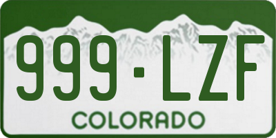 CO license plate 999LZF