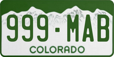 CO license plate 999MAB