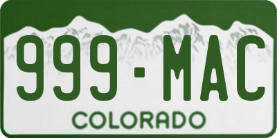 CO license plate 999MAC