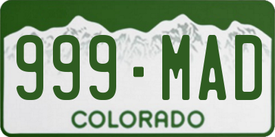CO license plate 999MAD
