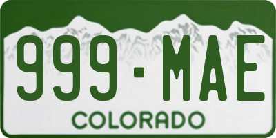 CO license plate 999MAE
