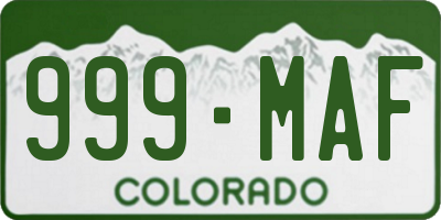 CO license plate 999MAF