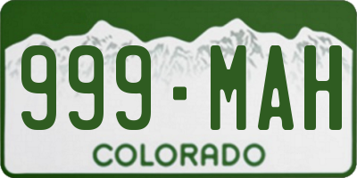 CO license plate 999MAH