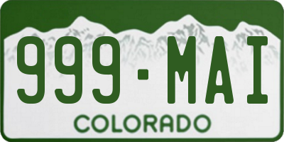CO license plate 999MAI