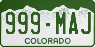 CO license plate 999MAJ