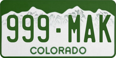 CO license plate 999MAK