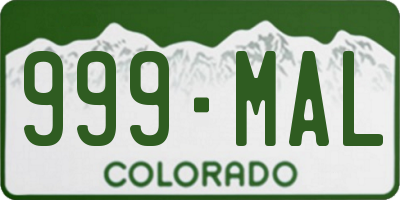 CO license plate 999MAL