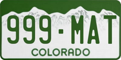 CO license plate 999MAT