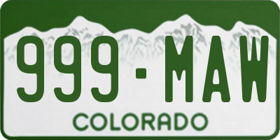 CO license plate 999MAW