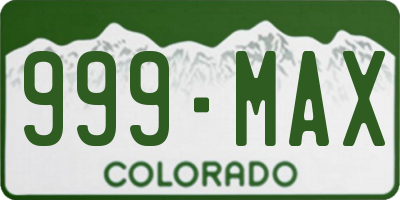 CO license plate 999MAX
