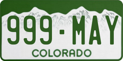 CO license plate 999MAY