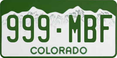 CO license plate 999MBF