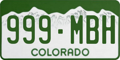 CO license plate 999MBH