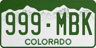CO license plate 999MBK