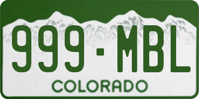 CO license plate 999MBL