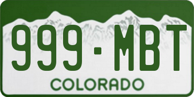 CO license plate 999MBT