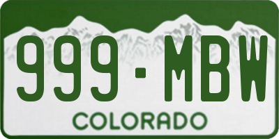 CO license plate 999MBW