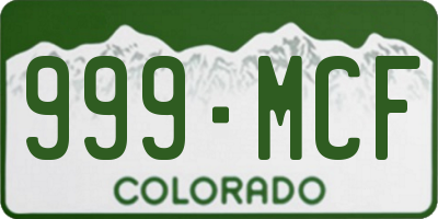 CO license plate 999MCF
