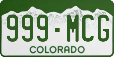 CO license plate 999MCG