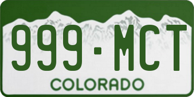 CO license plate 999MCT