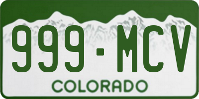 CO license plate 999MCV