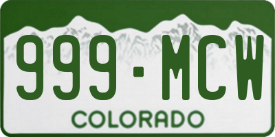 CO license plate 999MCW