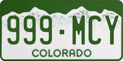 CO license plate 999MCY