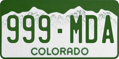CO license plate 999MDA