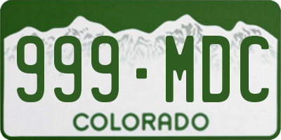 CO license plate 999MDC