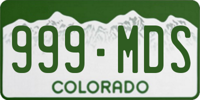 CO license plate 999MDS