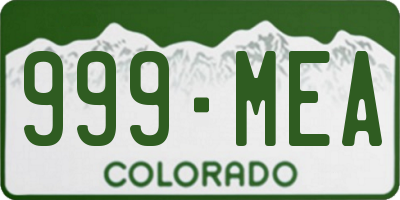 CO license plate 999MEA