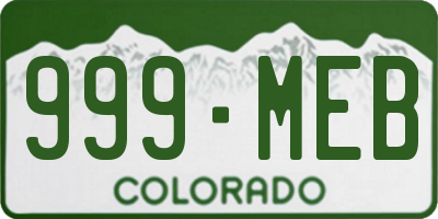 CO license plate 999MEB