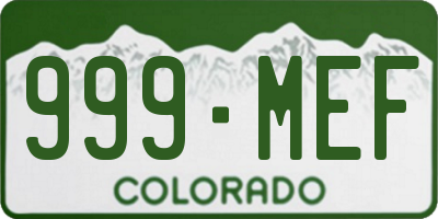 CO license plate 999MEF