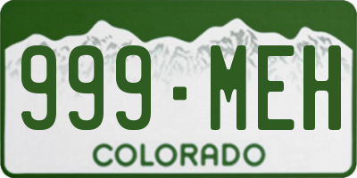 CO license plate 999MEH