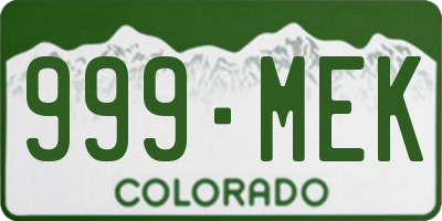 CO license plate 999MEK