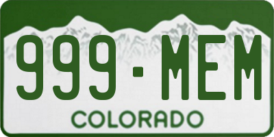 CO license plate 999MEM