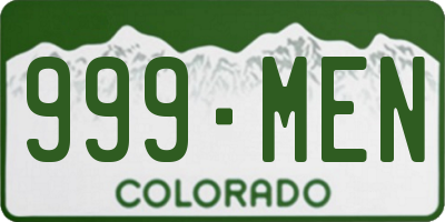 CO license plate 999MEN