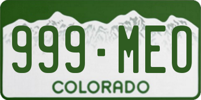 CO license plate 999MEO