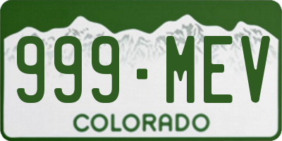 CO license plate 999MEV