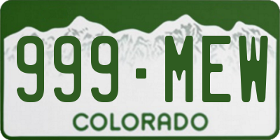 CO license plate 999MEW