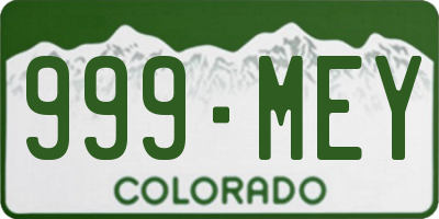 CO license plate 999MEY