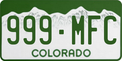CO license plate 999MFC
