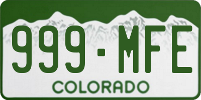CO license plate 999MFE