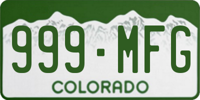 CO license plate 999MFG