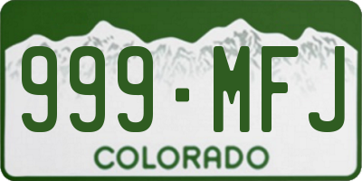 CO license plate 999MFJ
