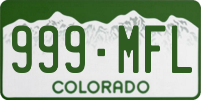 CO license plate 999MFL